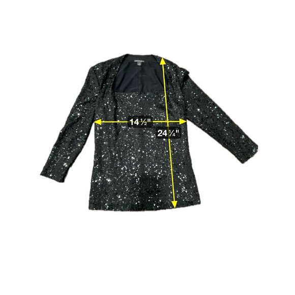 Lafayette 148 New York Black Sequin Silk Blend Long Sleeve Top Sz Small - Picture 7 of 9